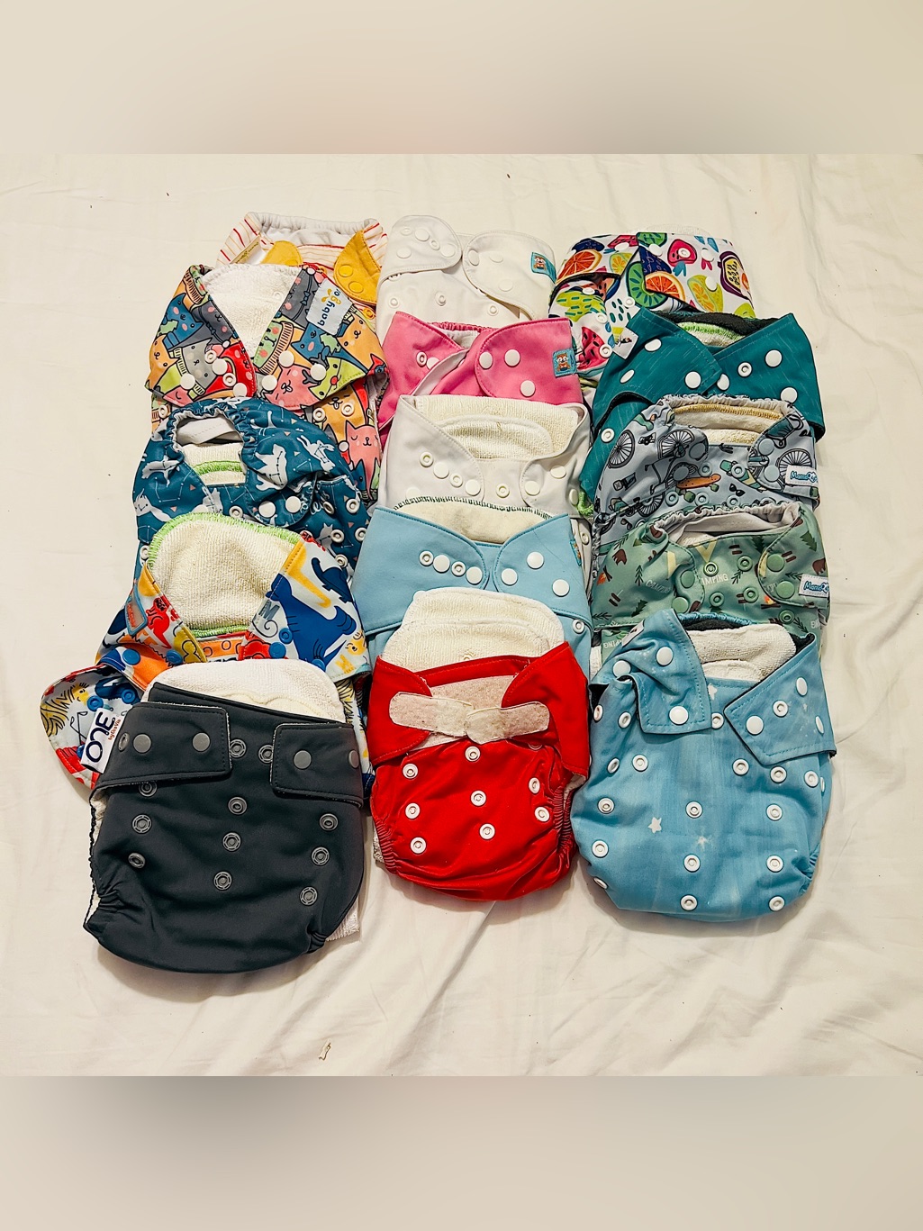 Mixed Brands Reusable Cloth Diapers Lot Covers Inserts Baby Multicolor Polyester